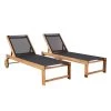 Bois Dessus Bois Dessous Bains De Soleil Et Chaises Longues 2 Bains De Soleil En Acacia FSC Et Textilène Noir -Fauteuils de jardin Soldes Boutique 2 bains de soleil en acacia fsc et textilene noir