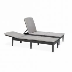 Alice's Garden Bains De Soleil Et Chaises Longues 2 Bains De Soleil En Résine Graphite Et Gris