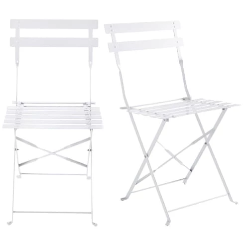 Maisons Du Monde 2 Chaises De Jardin Pliantes En Métal époxy Blanc H80 3 Maisons Du Monde 2 Chaises De Jardin Pliantes En Métal époxy Blanc H80