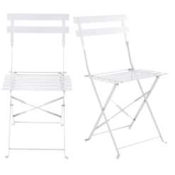 Maisons Du Monde Chaises De Jardin Chaises Pliantes De Jardin En Métal Vert D'eau (x2) -Fauteuils de jardin Soldes Boutique 2 chaises de jardin pliantes en metal epoxy blanc h80 guinguette 1000 14 6 122227 8