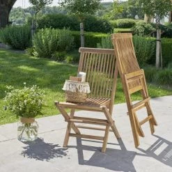 Bois Dessus Bois Dessous 2 Chaises De Jardin Pliantes En Teck Huilé -Fauteuils de jardin Soldes Boutique 2 chaises de jardin pliantes en teck huile 2