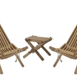 EcoFurn Bains De Soleil Et Chaises Longues 2 Chilienne Eco Avec Coussin + 1 Repose-Pied + Montage Chêne -