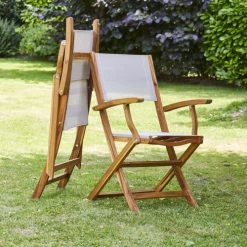 Bois Dessus Bois Dessous Chaises De Jardin 2 Fauteuils Acacia Et Textilène -Fauteuils de jardin Soldes Boutique 2 fauteuils acacia et textilene 2