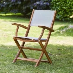 Bois Dessus Bois Dessous Chaises De Jardin 2 Fauteuils Acacia Et Textilène -Fauteuils de jardin Soldes Boutique 2 fauteuils acacia et textilene 3