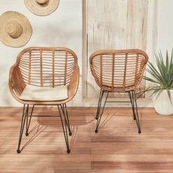 Alice's Garden Fauteuils De Jardin 2 Fauteuils Effet Bambou En Résine Beige Et Métal Noir -Fauteuils de jardin Soldes Boutique 2 fauteuils effet bambou en resine beige et metal noir 3