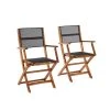 Bois Dessus Bois Dessous Chaises De Jardin 2 Fauteuils Pliants En Bois D'acacia Et Textilène -Fauteuils de jardin Soldes Boutique 2 fauteuils pliants en bois d acacia et textilene