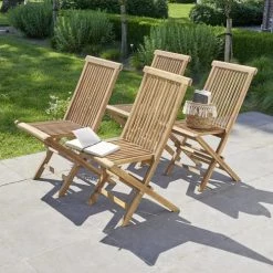 Bois Dessus Bois Dessous 4 Chaises De Jardin En Teck Huilé Pliantes -Fauteuils de jardin Soldes Boutique 4 chaises de jardin en teck huile pliantes 1