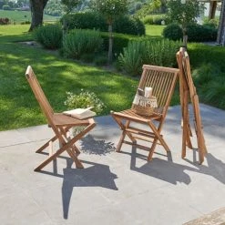 Bois Dessus Bois Dessous 4 Chaises De Jardin En Teck Huilé Pliantes -Fauteuils de jardin Soldes Boutique 4 chaises de jardin en teck huile pliantes 2