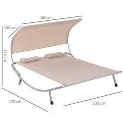 Outsunny Bains De Soleil Et Chaises Longues Bain De Soleil 2 Places Design Contemporain -Fauteuils de jardin Soldes Boutique bain de soleil 2 places design contemporain 2