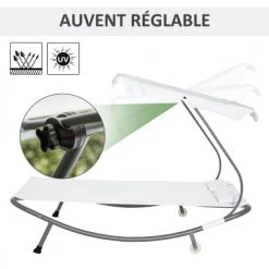 Outsunny Bains De Soleil Et Chaises Longues Bain De Soleil 2 Places Design Contemporain Crème -Fauteuils de jardin Soldes Boutique bain de soleil 2 places design contemporain creme 10