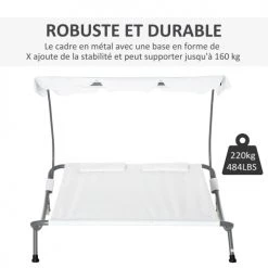 Outsunny Bains De Soleil Et Chaises Longues Bain De Soleil 2 Places Design Contemporain Crème -Fauteuils de jardin Soldes Boutique bain de soleil 2 places design contemporain creme 11