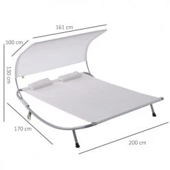 Outsunny Bains De Soleil Et Chaises Longues Bain De Soleil 2 Places Design Contemporain Crème -Fauteuils de jardin Soldes Boutique bain de soleil 2 places design contemporain creme 2