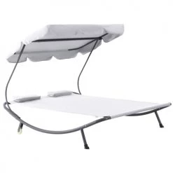 Outsunny Bains De Soleil Et Chaises Longues Bain De Soleil 2 Places Design Contemporain Crème