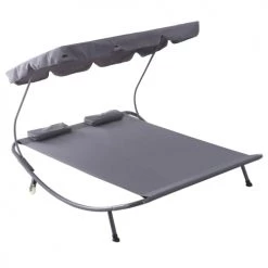 Outsunny Bains De Soleil Et Chaises Longues Bain De Soleil 2 Places Design Contemporain Gris