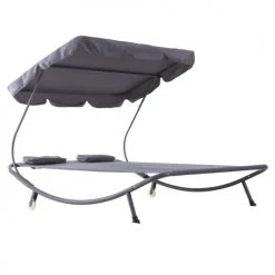 Outsunny Bains De Soleil Et Chaises Longues Bain De Soleil 2 Places Design Contemporain Gris -Fauteuils de jardin Soldes Boutique bain de soleil 2 places design contemporain gris 5