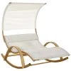 Outsunny Bains De Soleil Et Chaises Longues Bain De Soleil à Bascule 2 Places Design Contemporain Crème Chiné -Fauteuils de jardin Soldes Boutique bain de soleil a bascule 2 places design contemporain creme chine