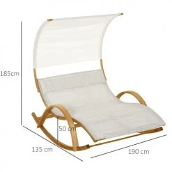 Outsunny Bains De Soleil Et Chaises Longues Bain De Soleil à Bascule 2 Places Design Contemporain Crème Chiné -Fauteuils de jardin Soldes Boutique bain de soleil a bascule 2 places design contemporain creme chine 2