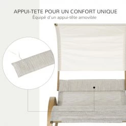 Outsunny Bains De Soleil Et Chaises Longues Bain De Soleil à Bascule 2 Places Design Contemporain Crème Chiné -Fauteuils de jardin Soldes Boutique bain de soleil a bascule 2 places design contemporain creme chine 4