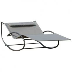 Outsunny Bains De Soleil Et Chaises Longues Bain De Soleil à Bascule 2 Places Design Contemporain Gris