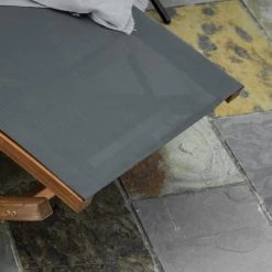 Outsunny Bains De Soleil Et Chaises Longues Bain De Soleil à Bascule Style Exotique Bois De Pin Textilène Gris -Fauteuils de jardin Soldes Boutique bain de soleil a bascule style exotique bois de pin textilene gris 4