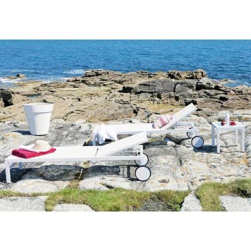 Maisons Du Monde Bains De Soleil Et Chaises Longues Bain De Soleil à Roulettes En Aluminium Blanc 6 Maisons Du Monde Bains De Soleil Et Chaises Longues Bain De Soleil à Roulettes En Aluminium Blanc – Image 4