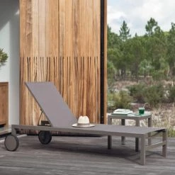 Maisons Du Monde Bains De Soleil Et Chaises Longues Bain De Soleil à Roulettes En Aluminium Taupe -Fauteuils de jardin Soldes Boutique bain de soleil a roulettes en aluminium taupe 1000 11 20 116665 5