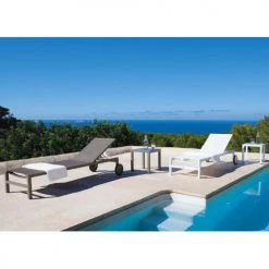 Maisons Du Monde Bains De Soleil Et Chaises Longues Bain De Soleil à Roulettes En Aluminium Taupe -Fauteuils de jardin Soldes Boutique bain de soleil a roulettes en aluminium taupe 1000 11 20 116665 6