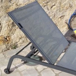 Gecko Jardin Bains De Soleil Et Chaises Longues Bain De Soleil Aluminium Anthracite Et Textilène Gris -Fauteuils de jardin Soldes Boutique bain de soleil aluminium anthracite et textilene gris 2