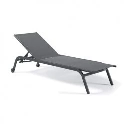 Gecko Jardin Bains De Soleil Et Chaises Longues Bain De Soleil Aluminium Anthracite Et Textilène Gris