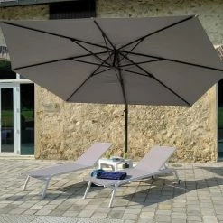 Gecko Jardin Bains De Soleil Et Chaises Longues Bain De Soleil Aluminium Blanc Et Textilène Gris -Fauteuils de jardin Soldes Boutique bain de soleil aluminium blanc et textilene gris 3