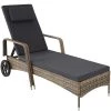 Tectake Bains De Soleil Et Chaises Longues Bain De Soleil Aluminium Cassis 6 Positions Avec Roulettes Marron -Fauteuils de jardin Soldes Boutique bain de soleil aluminium cassis 6 positions avec roulettes marron