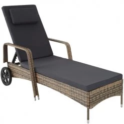 Tectake Bains De Soleil Et Chaises Longues Bain De Soleil Aluminium Cassis 6 Positions Avec Roulettes Marron