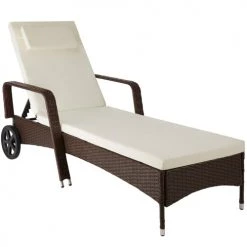Tectake Bains De Soleil Et Chaises Longues Bain De Soleil Aluminium Cassis 6 Positions Avec Roulettes Marron