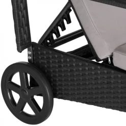 Tectake Bains De Soleil Et Chaises Longues Bain De Soleil Aluminium Cassis 6 Positions Avec Roulettes Noir -Fauteuils de jardin Soldes Boutique bain de soleil aluminium cassis 6 positions avec roulettes noir 3