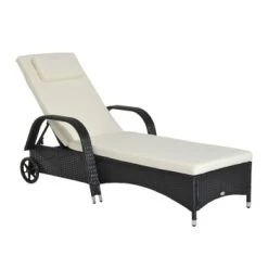 Outsunny Bains De Soleil Et Chaises Longues Bain De Soleil Inclinaison Réglable Matelas Résine Brun Foncé -Fauteuils de jardin Soldes Boutique bain de soleil avec matelas avec tetiere resine tressee noir 6