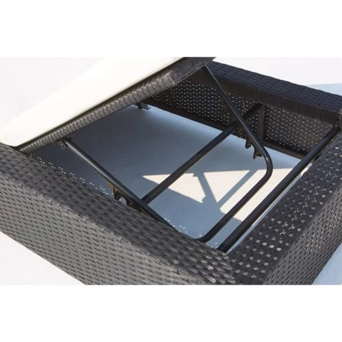 Concept Usine Bains De Soleil Et Chaises Longues Bain De Soleil Avec Matelas En Résine Tressée Noir Et Blanc 5 Concept Usine Bains De Soleil Et Chaises Longues Bain De Soleil Avec Matelas En Résine Tressée Noir Et Blanc – Image 3