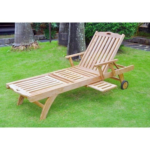 Concept Usine Bains De Soleil Et Chaises Longues Bain De Soleil Avec Roulette Et Tablette En Teck Massif 4 Concept Usine Bains De Soleil Et Chaises Longues Bain De Soleil Avec Roulette Et Tablette En Teck Massif – Image 2