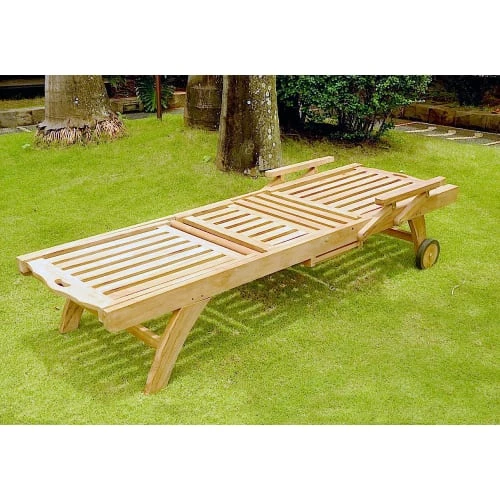 Concept Usine Bains De Soleil Et Chaises Longues Bain De Soleil Avec Roulette Et Tablette En Teck Massif 5 Concept Usine Bains De Soleil Et Chaises Longues Bain De Soleil Avec Roulette Et Tablette En Teck Massif – Image 3