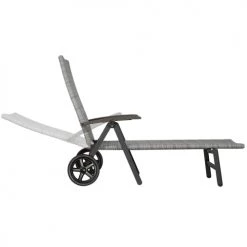 Tectake Bains De Soleil Et Chaises Longues Bain De Soleil Avec Roulettes Auckland En Aluminium Gris Clair -Fauteuils de jardin Soldes Boutique bain de soleil avec roulettes auckland en aluminium gris clair 1