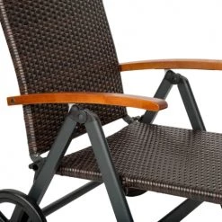 Tectake Bains De Soleil Et Chaises Longues Bain De Soleil Avec Roulettes Auckland En Aluminium Marron -Fauteuils de jardin Soldes Boutique bain de soleil avec roulettes auckland en aluminium marron 2