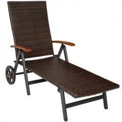 Tectake Bains De Soleil Et Chaises Longues Bain De Soleil Avec Roulettes Auckland En Aluminium Marron