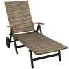 Tectake Bains De Soleil Et Chaises Longues Bain De Soleil Avec Roulettes Auckland En Aluminium Marron Naturel -Fauteuils de jardin Soldes Boutique bain de soleil avec roulettes auckland en aluminium marron naturel