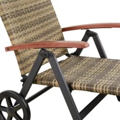 Tectake Bains De Soleil Et Chaises Longues Bain De Soleil Avec Roulettes Auckland En Aluminium Marron Naturel -Fauteuils de jardin Soldes Boutique bain de soleil avec roulettes auckland en aluminium marron naturel 2
