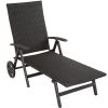 Tectake Bains De Soleil Et Chaises Longues Bain De Soleil Avec Roulettes Auckland En Aluminium Noir -Fauteuils de jardin Soldes Boutique bain de soleil avec roulettes auckland en aluminium noir