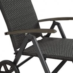 Tectake Bains De Soleil Et Chaises Longues Bain De Soleil Avec Roulettes Auckland En Aluminium Noir -Fauteuils de jardin Soldes Boutique bain de soleil avec roulettes auckland en aluminium noir 2