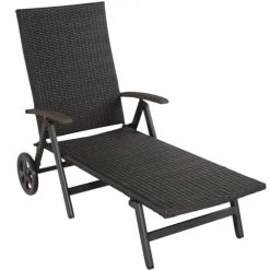 Tectake Bains De Soleil Et Chaises Longues Bain De Soleil Avec Roulettes Auckland En Aluminium Noir