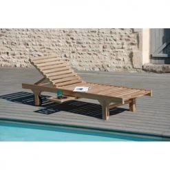 MACABANE Bains De Soleil Et Chaises Longues Bain De Soleil Avec Roulettes En Teck -Fauteuils de jardin Soldes Boutique bain de soleil avec roulettes en teck 2