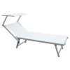 Mobili Rebecca Bains De Soleil Et Chaises Longues Bain De Soleil Avec Toit En Aluminium Et Pvc Blanc -Fauteuils de jardin Soldes Boutique bain de soleil avec toit en aluminium et pvc blanc