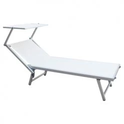 Mobili Rebecca Bains De Soleil Et Chaises Longues Bain De Soleil Avec Toit En Aluminium Et Pvc Blanc