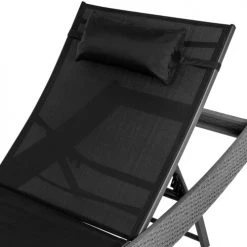 Tectake Bains De Soleil Et Chaises Longues Bain De Soleil DELPHINE 5 Positions Gris -Fauteuils de jardin Soldes Boutique bain de soleil delphine 5 positions gris 5